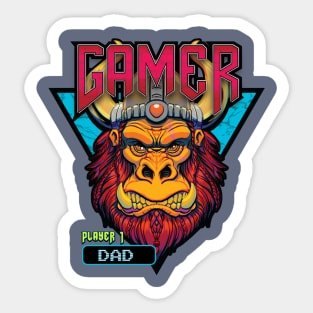 Viking Gorilla Warrior Gamer Player 1 Sticker